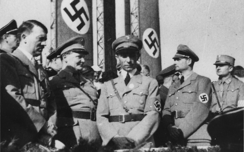 Hitler, Göring, Goebbels and Rudolf Hess during a military parade in 1933. Wikimedia