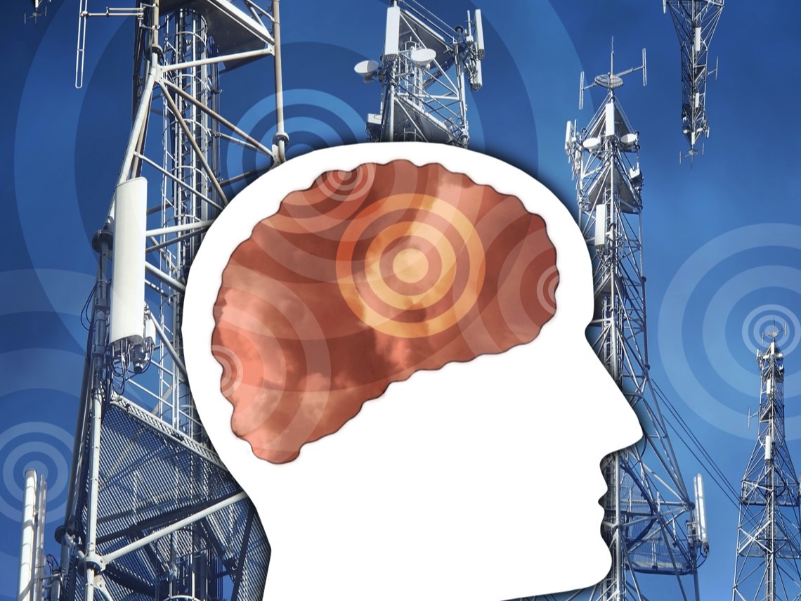 Ilustración, efectos de la radiación en el cerebro