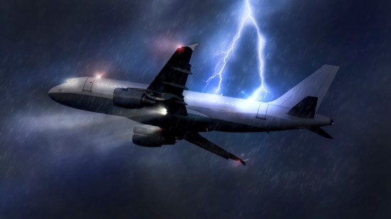 avión alcanzado por un rayo