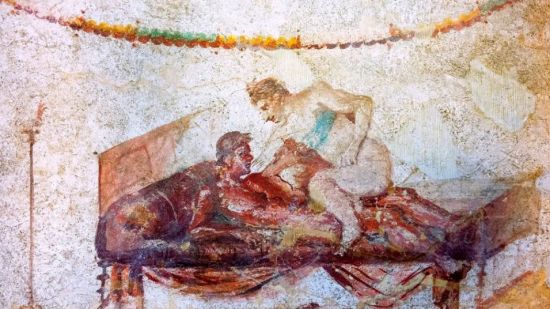 Dibujo de una prostituta en la antigua Roma