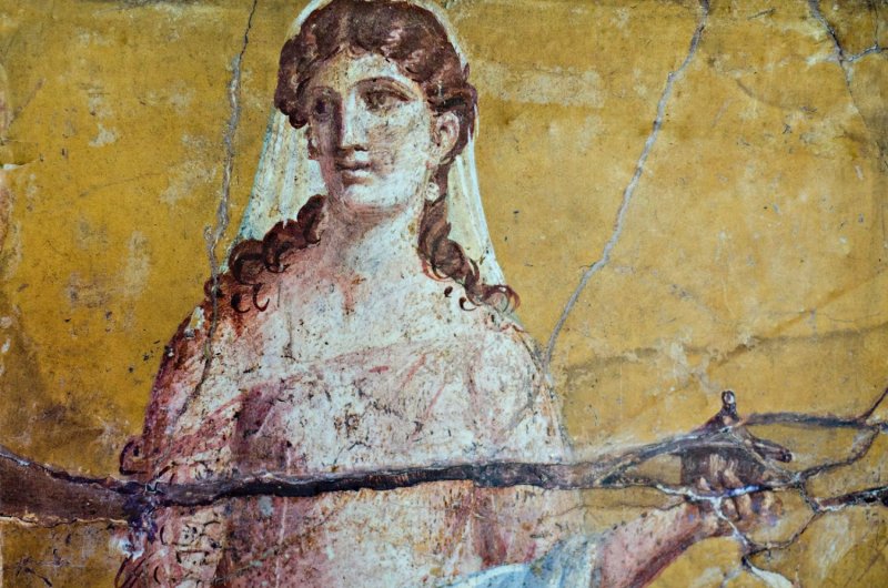 Fresco. Mujer de la antigua Roma maquillada