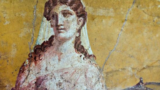 Mujer maquillada en la antigua Roma. Fresco