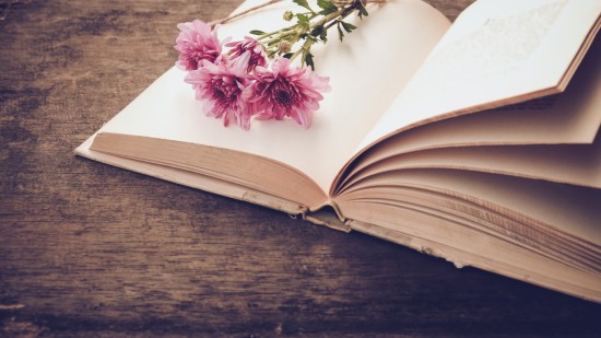 flores sobre libro