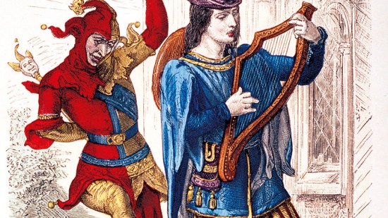 Un trovador y un bufón del siglo XIV