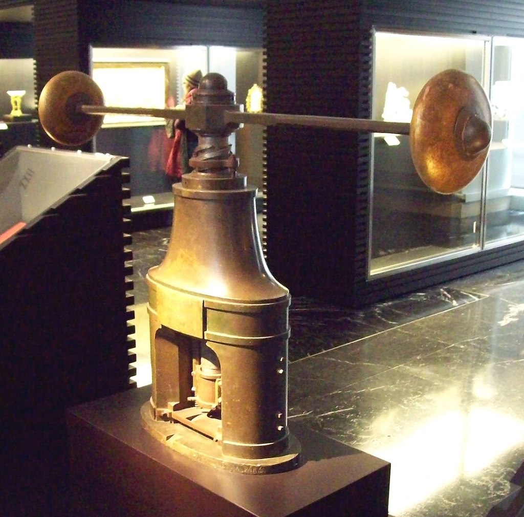 Invención del dinero. Prensa de volante francesa, usada por la Real Casa de la Moneda de España en el siglo XIX. Luis García/ Wikimedia Commons.
