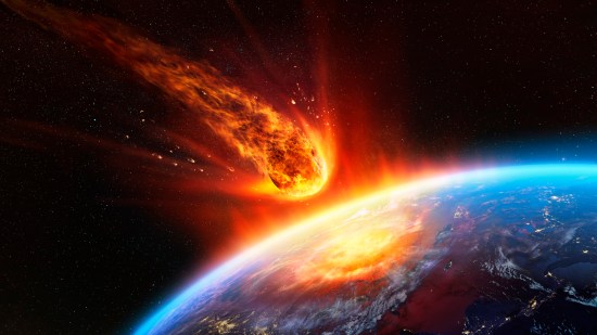 Ilustración de un asteroide impactando la Tierra