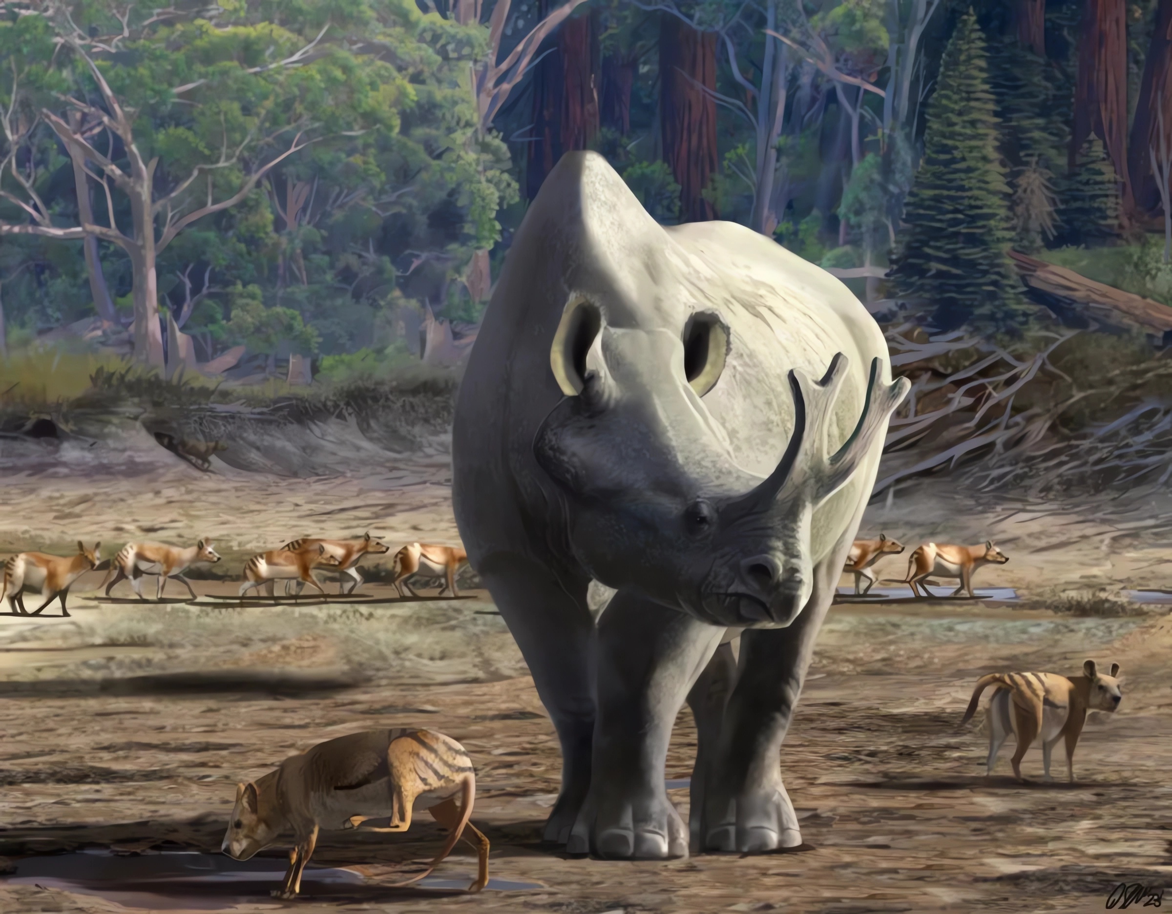 Recreación de una de las especies de brontoterios
