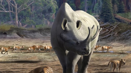 Recreación de una de las especies de brontoterios