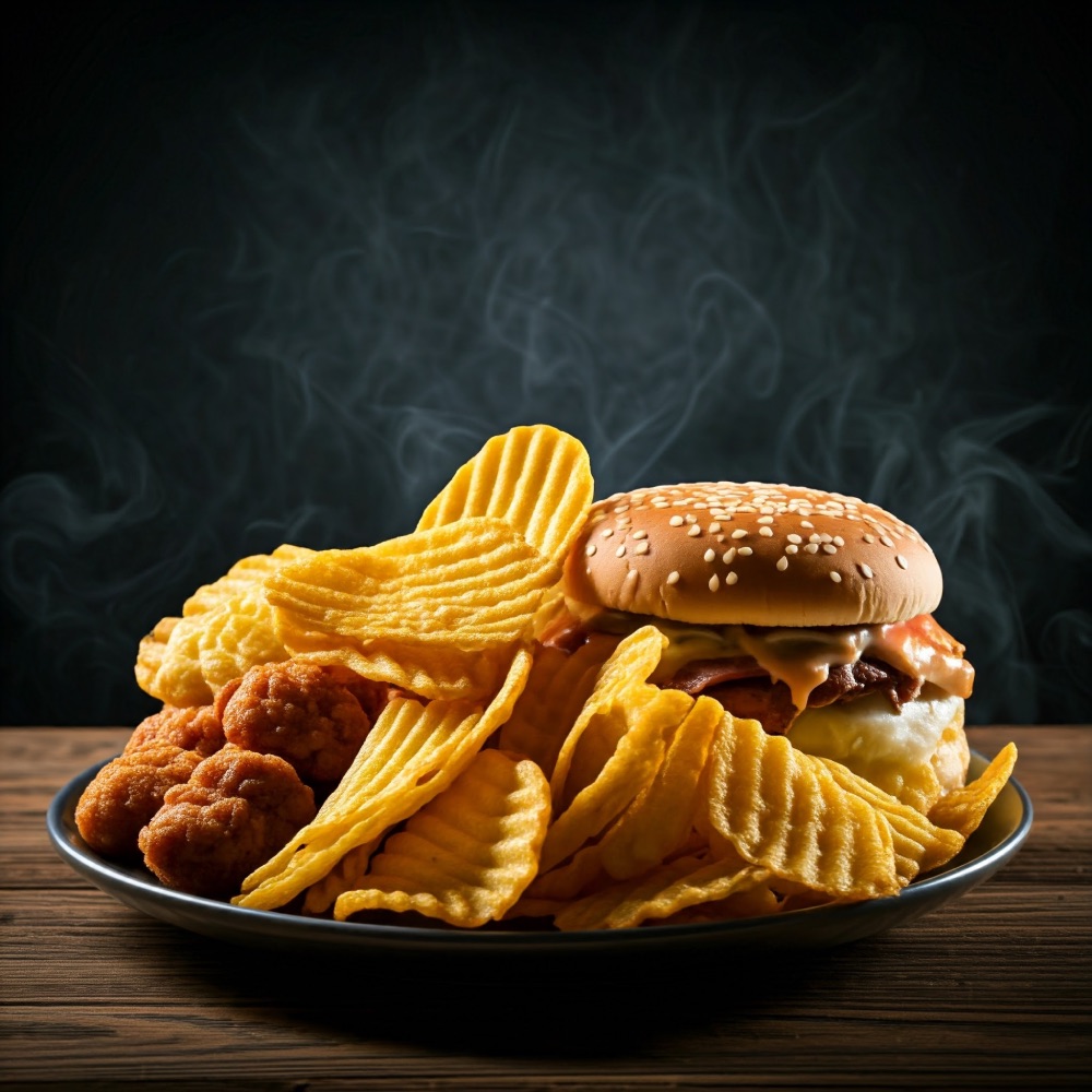 Comida no saludable. Dieta de una comida al día
