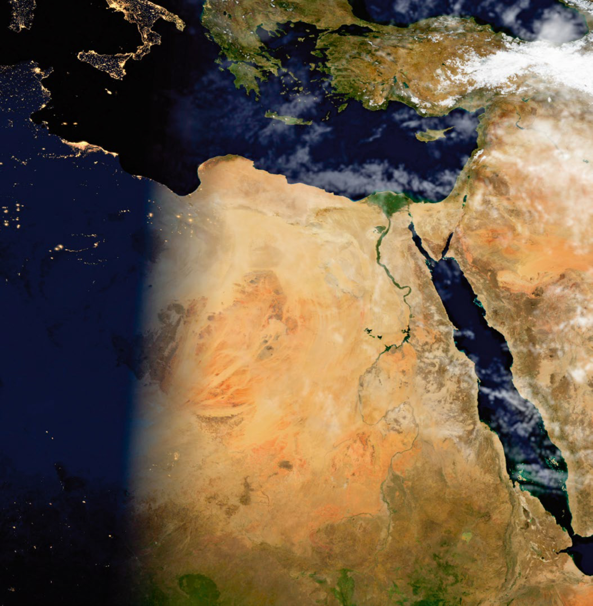 Fotografía satelital del Oriente Medio en la actualidad