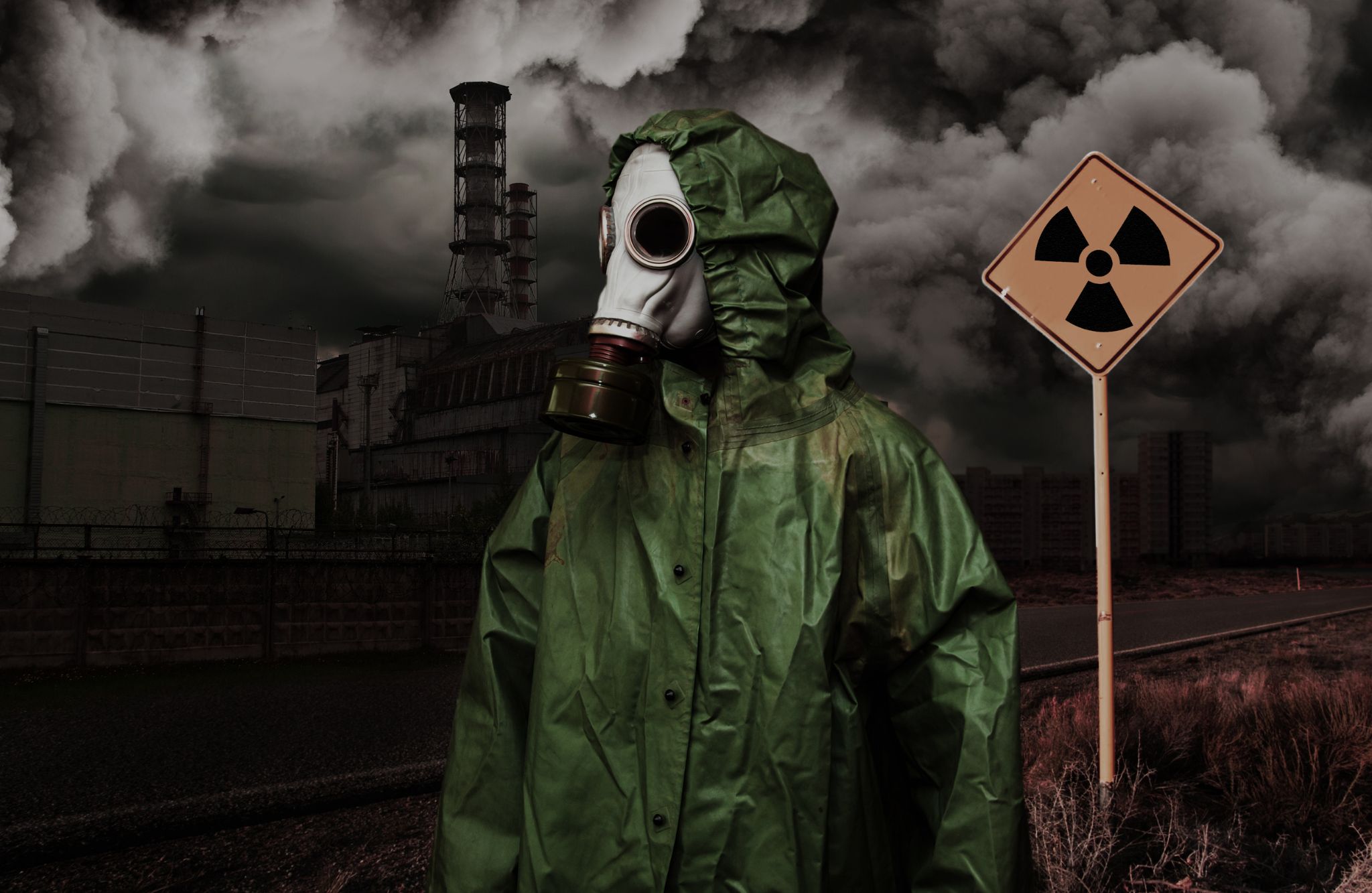 Hombre con mascara de gas en Chernobil