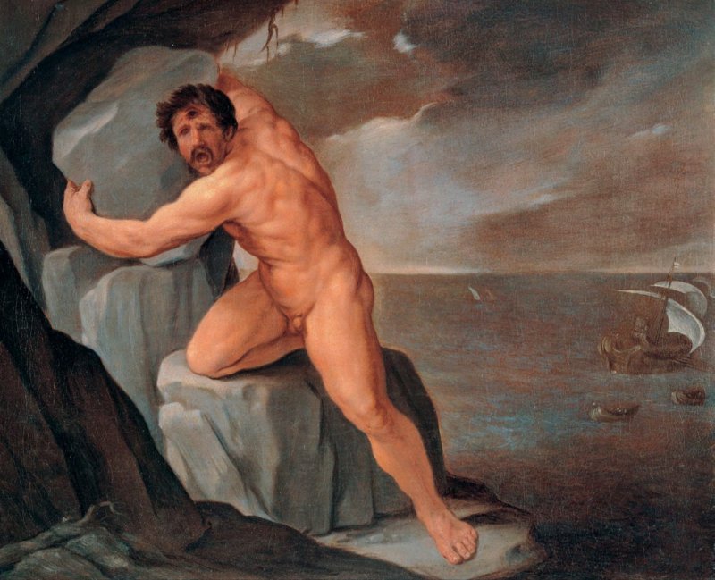 Polifemo, el más famoso de los cíclopes, hijo de Poseidón y la ninfa Toosa, imaginado en 1639 por el artista barroco Guido Reni.