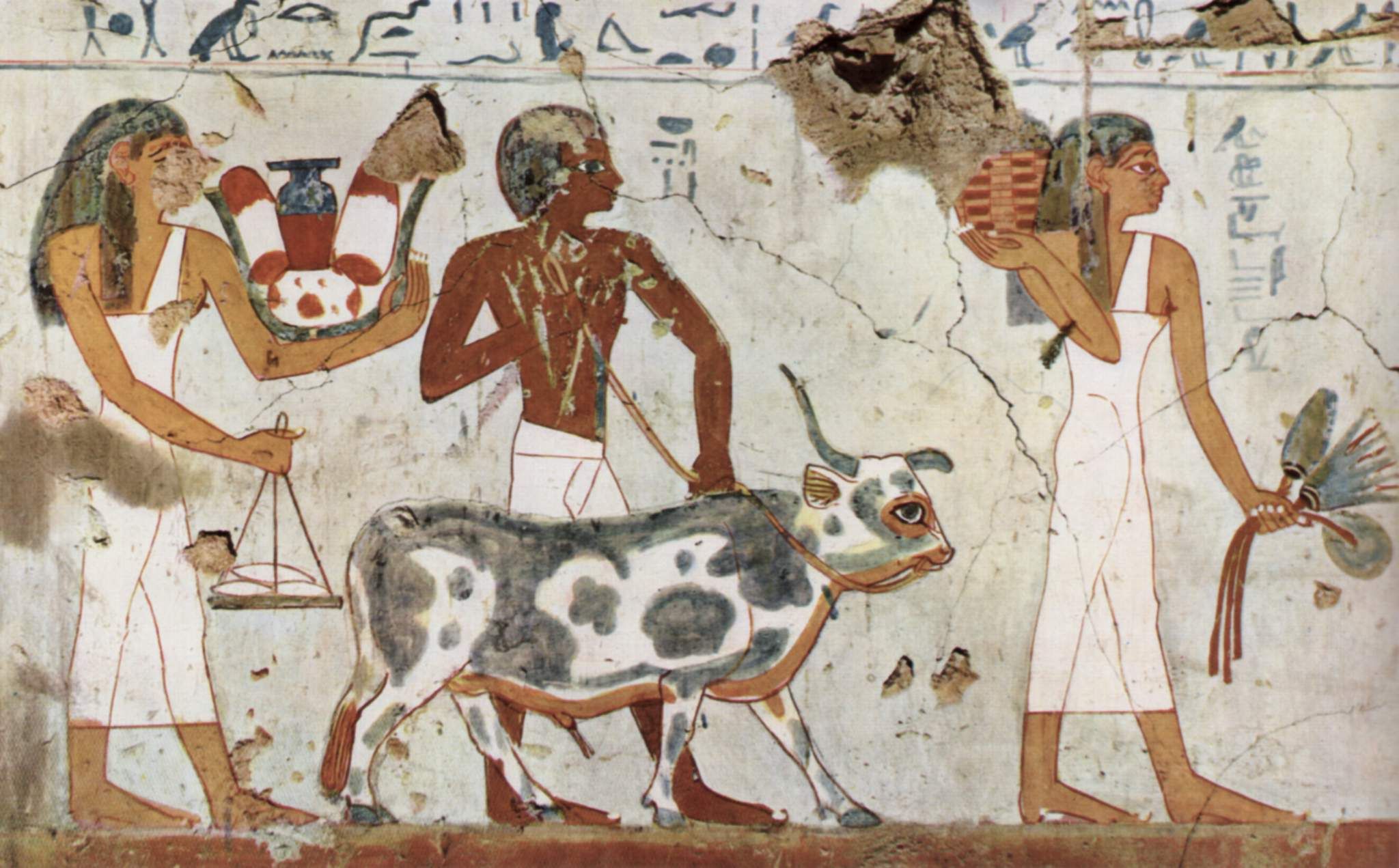 Pintura mural en una cámara funeraria de Egipto