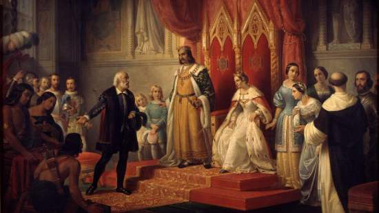 Cristóbal Colón en la corte de los Reyes Católicos