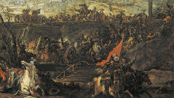 Batallas de Pavía (1525) abajo, representada por Gherardo Poli, s. XVII