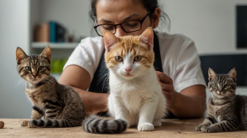 Acariciando gatos