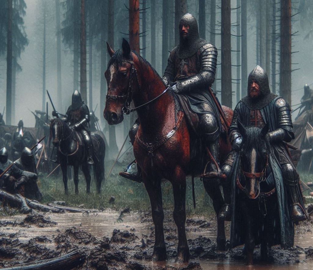Recreación del campo de batalla de Azincourt. 