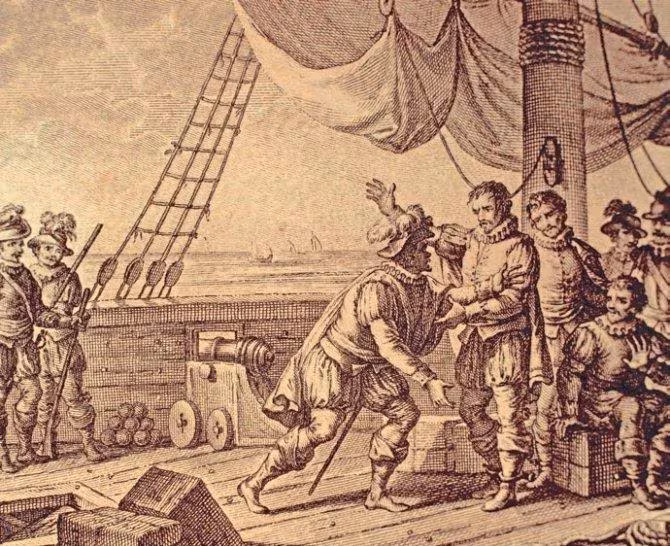 En este grabado de 1807 el encomendero en la isla de La Española