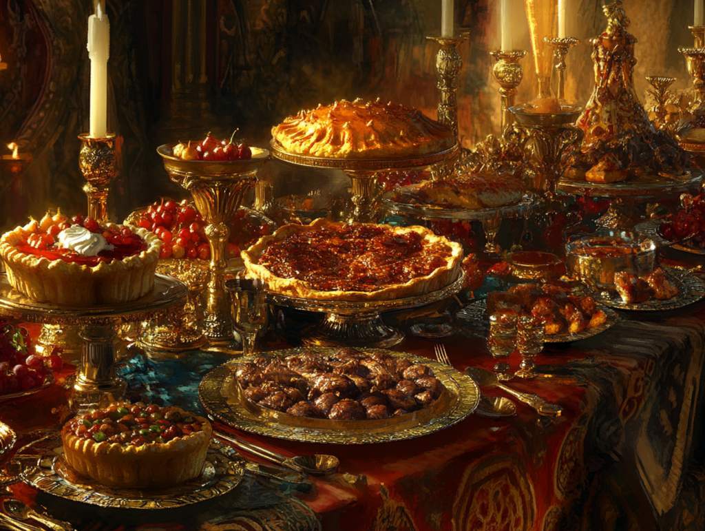 Las celebraciones medievales eran una mezcla de gastronomía, ritual y política, diseñadas para deslumbrar y consolidar el poder. Fuente: Midjourney / Álvaro R. de la Rubia