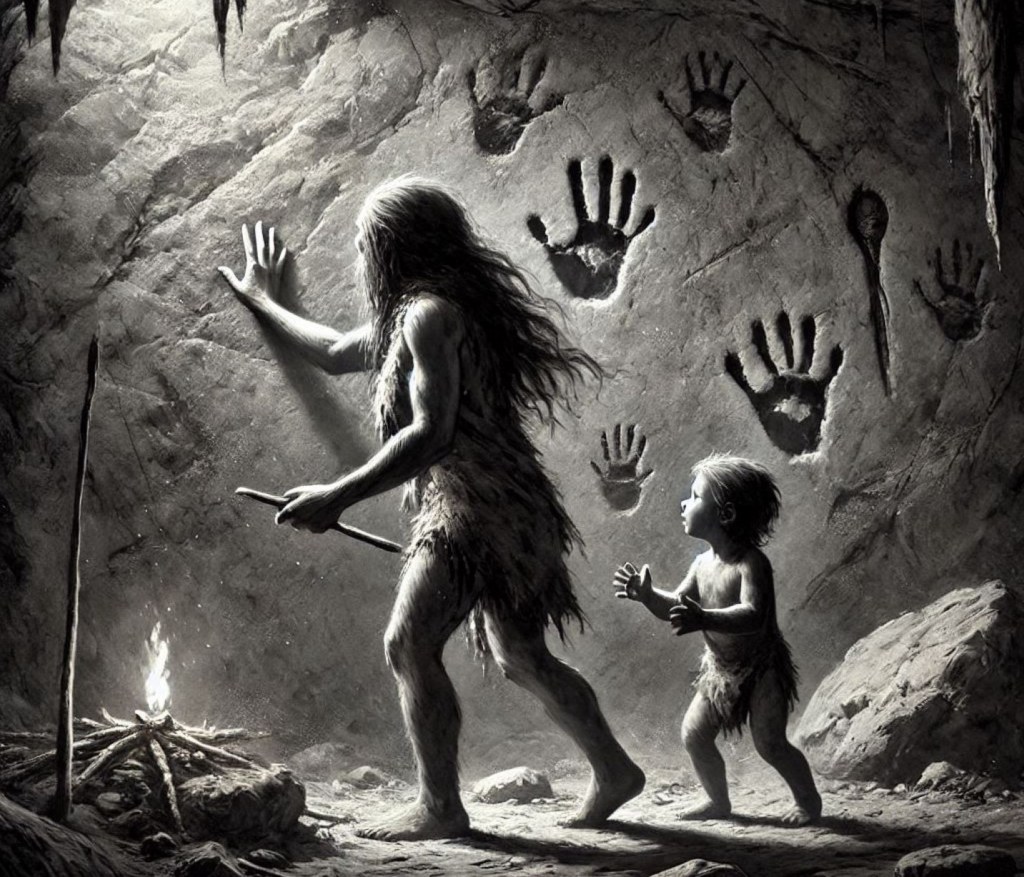 Recreación ficticia de neandertales