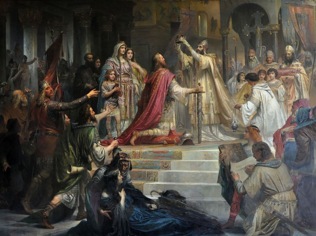 Pintura decimonónica que representa la coronación de Carlomagno
