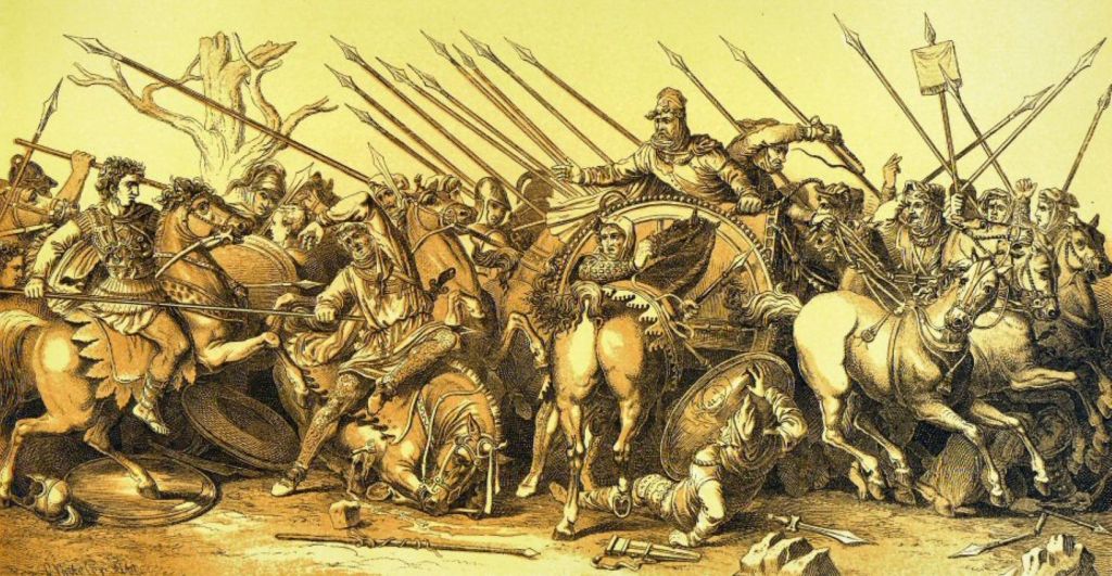 Reconstrucción de escena de la batalla de Issos
