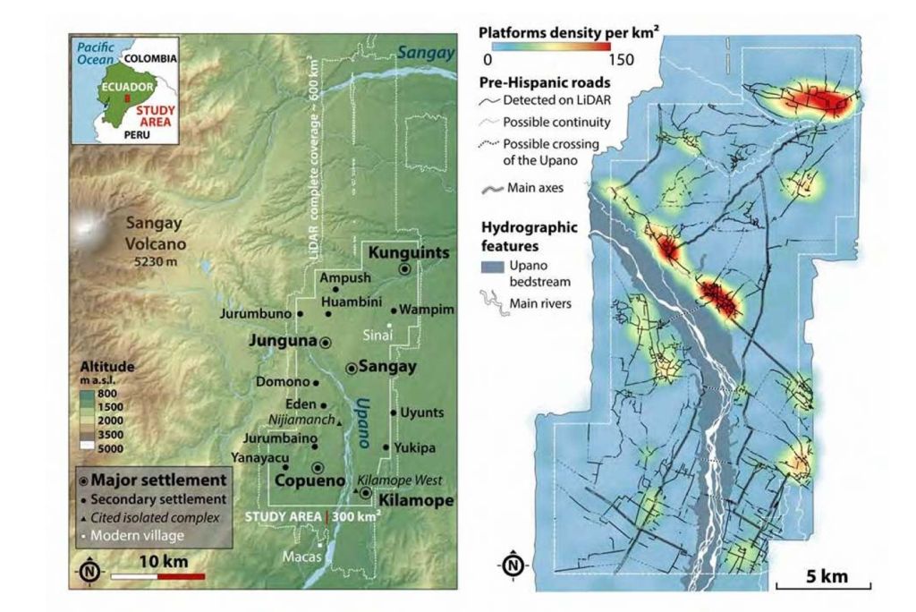 Mapas de la geografía y la hidrografía del valle de Upano