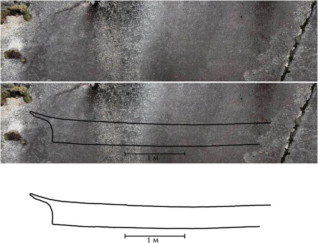 Esquema del grabado rupestre del barco de Valle