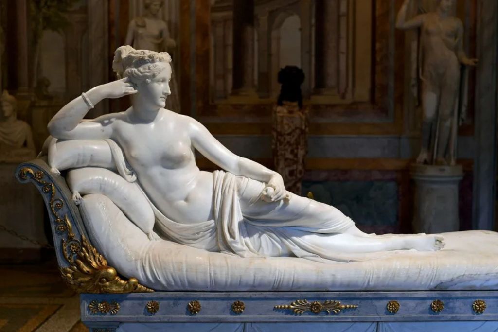 Una escultura de principios del siglo XIX elaborada por Antonio Canova que representa a Pauline Bonaparte como la Venus Victoriosa
