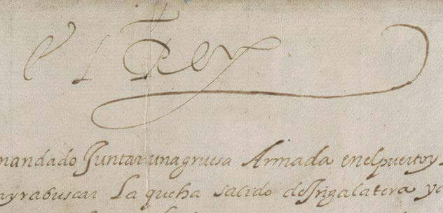 Carta de Felipe II en la que se cita a una gruesa Armada
