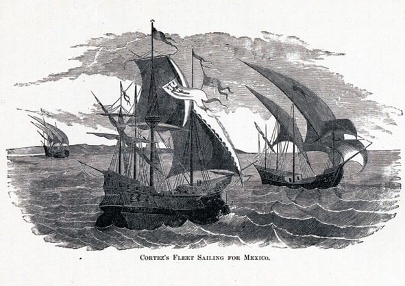 Naves de Cortés rumbo a México