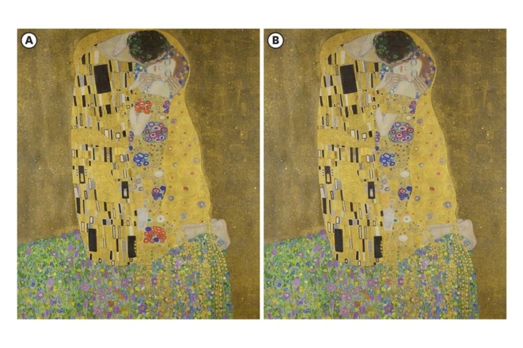 La versión modificada de la obra elimina dos elementos cruciales: por un lado, los círculos rojos situados sobre el pecho de la mujer, interpretados como una representación simbólica del corazón; por otro, los que aparecen cerca de sus rodillas, considerados una alusión a la menstruación y a la fertilidad femenina
