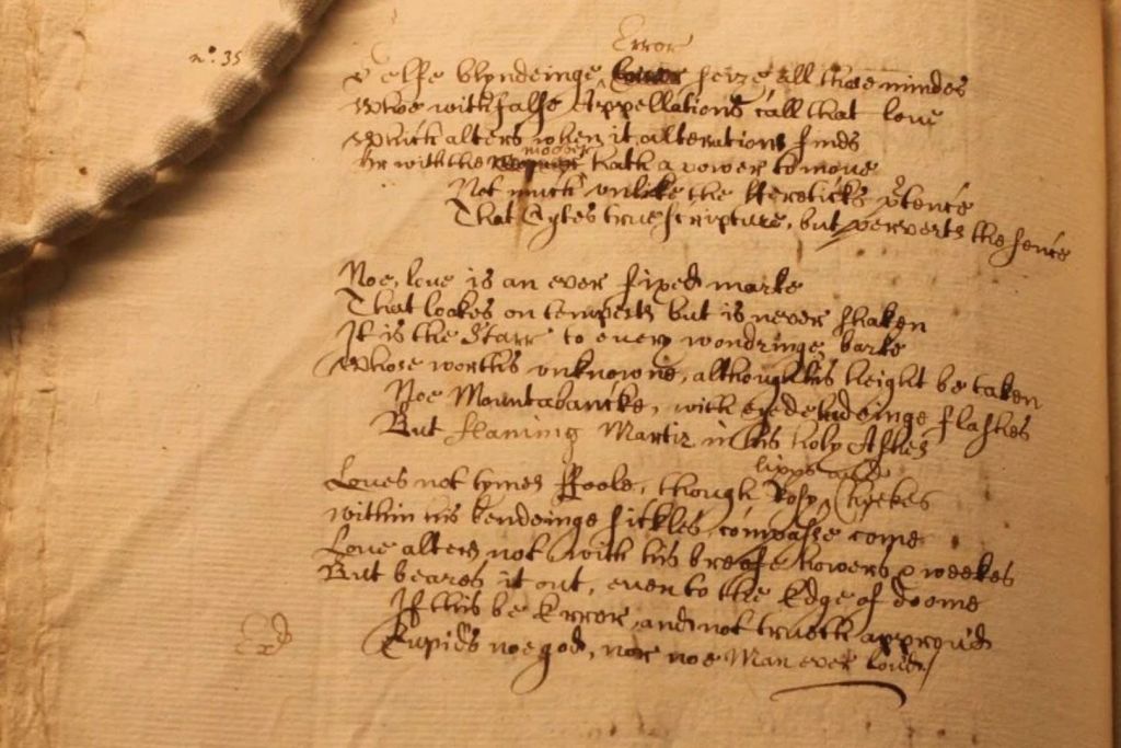 La versión inédita y recién hallada del Soneto 116