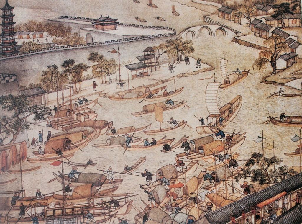 Pintura de comercio en las aguas de Suzhou