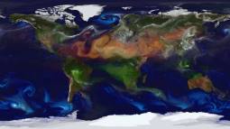 Imagen en la que se ven en color marrón las masas de aire con polvo sahariano. Fuente: NASA