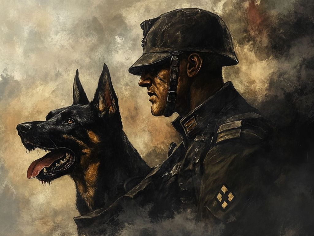 Soldado alemán con dóberman