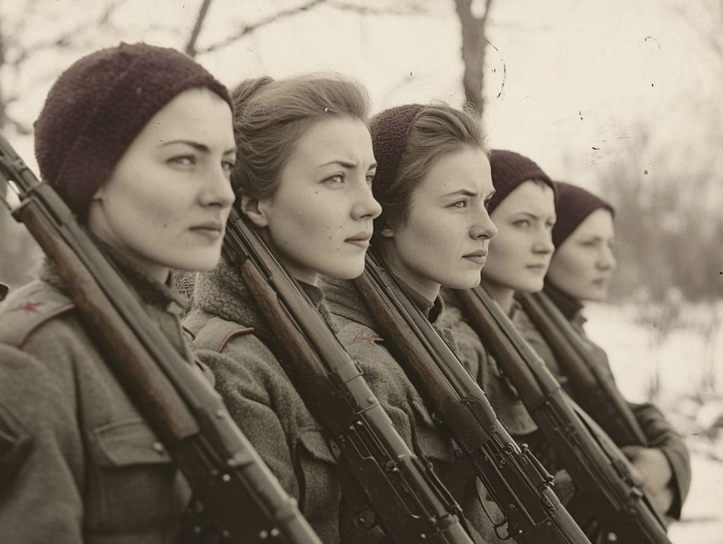 Recreación ficticia de mujeres soldado soviéticas