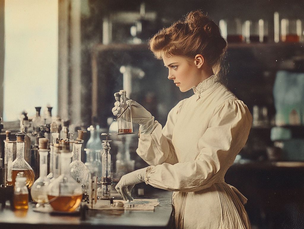 Científica victoriana trabajando en el laboratorio