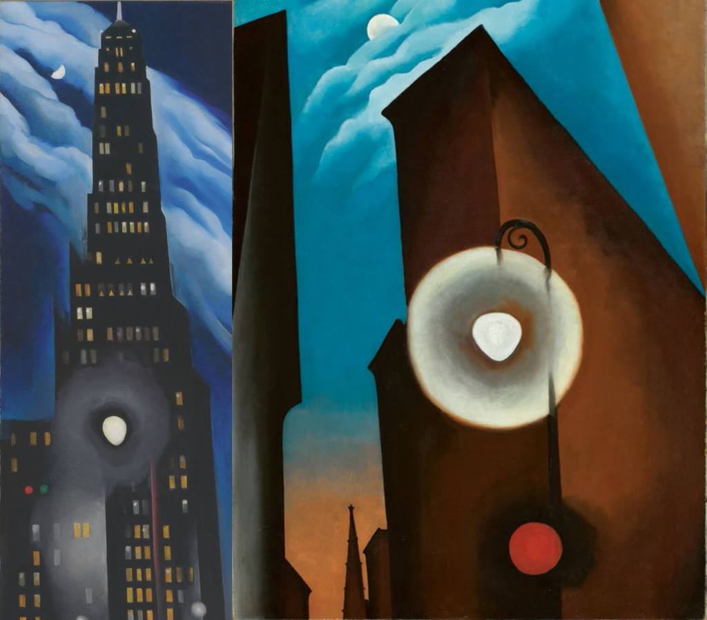 Ritz Tower y Calle de Nueva York con luna, de Georgia O'Keeffe