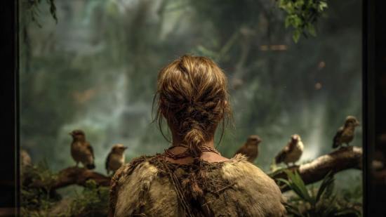 Mujer y pájaros