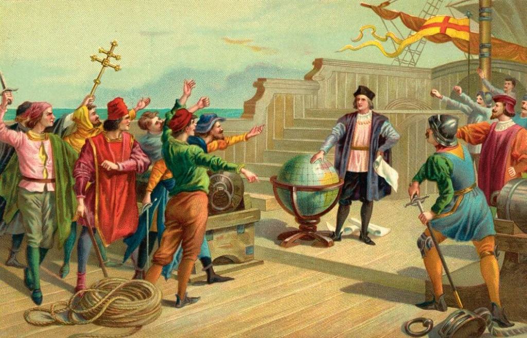 Colón y sus hombres a bordo de la Santa María