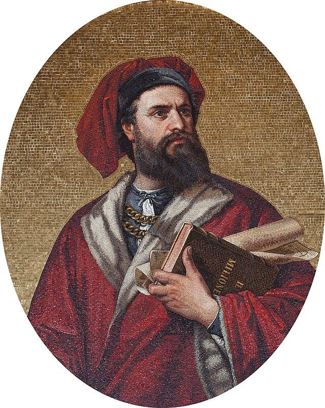 Marco Polo en un mosaico del Palacio Tursi