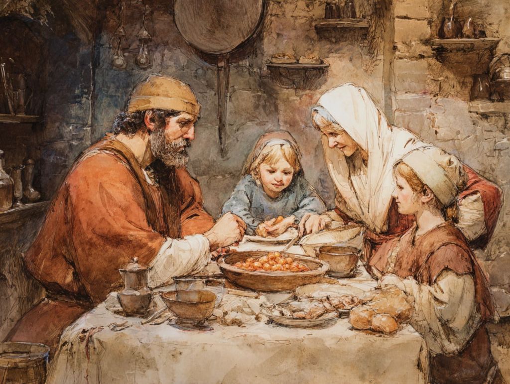 Familia comiendo