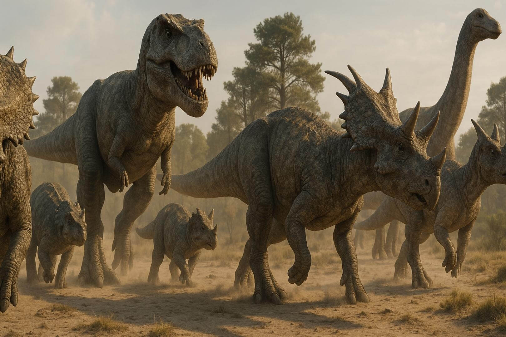 Por primera vez, diferentes especies de dinosaurios aparecen caminando juntas como en una escena de película… pero es real
