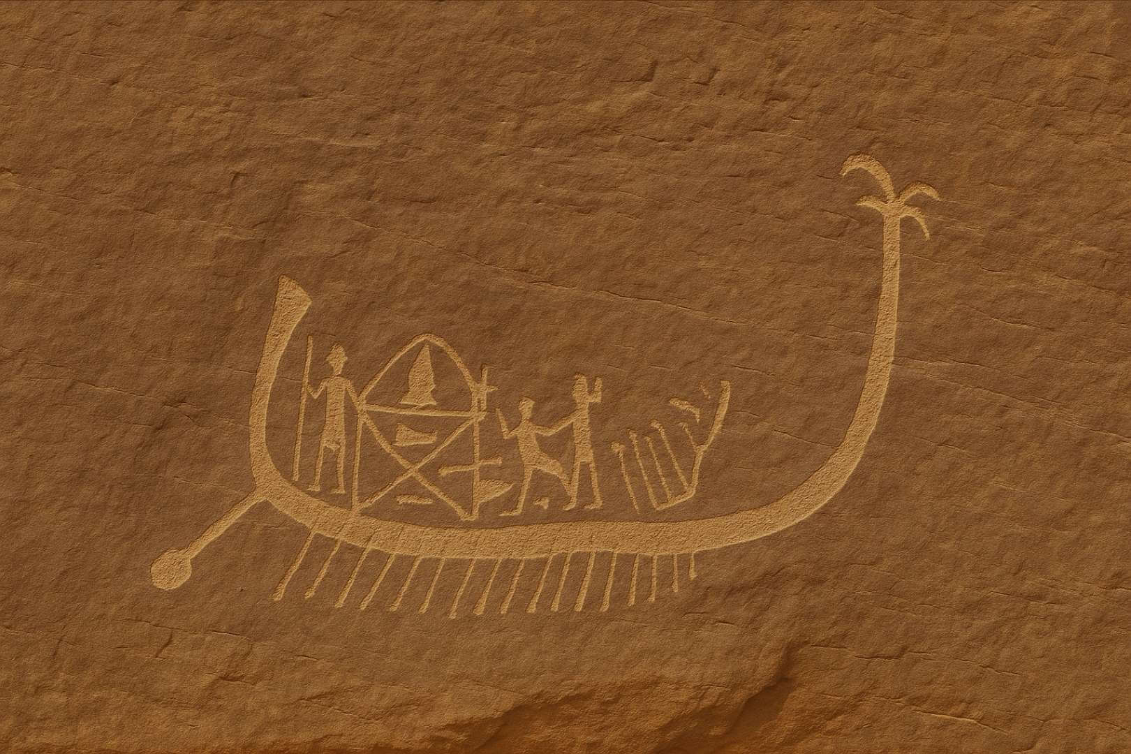 Recreación artística a partir del grabado original encontrado en Egipto