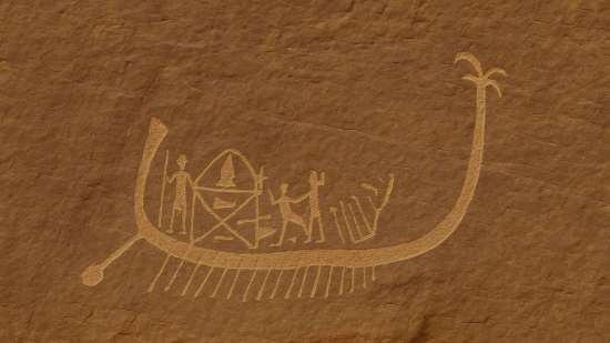 Recreación artística a partir del grabado original encontrado en Egipto