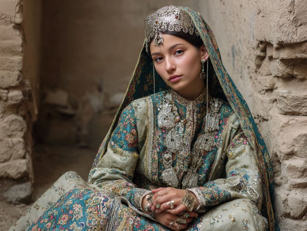 Mujer con vestido de tipo oriental
