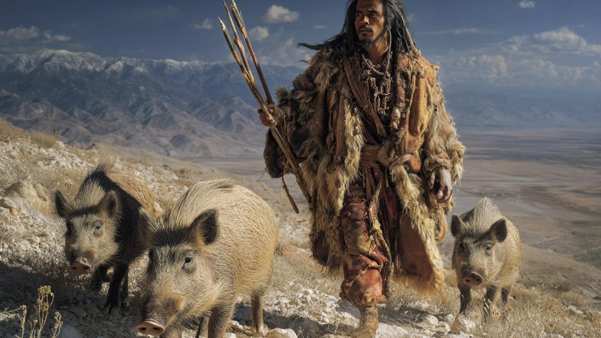 Cazador y jabalíes
