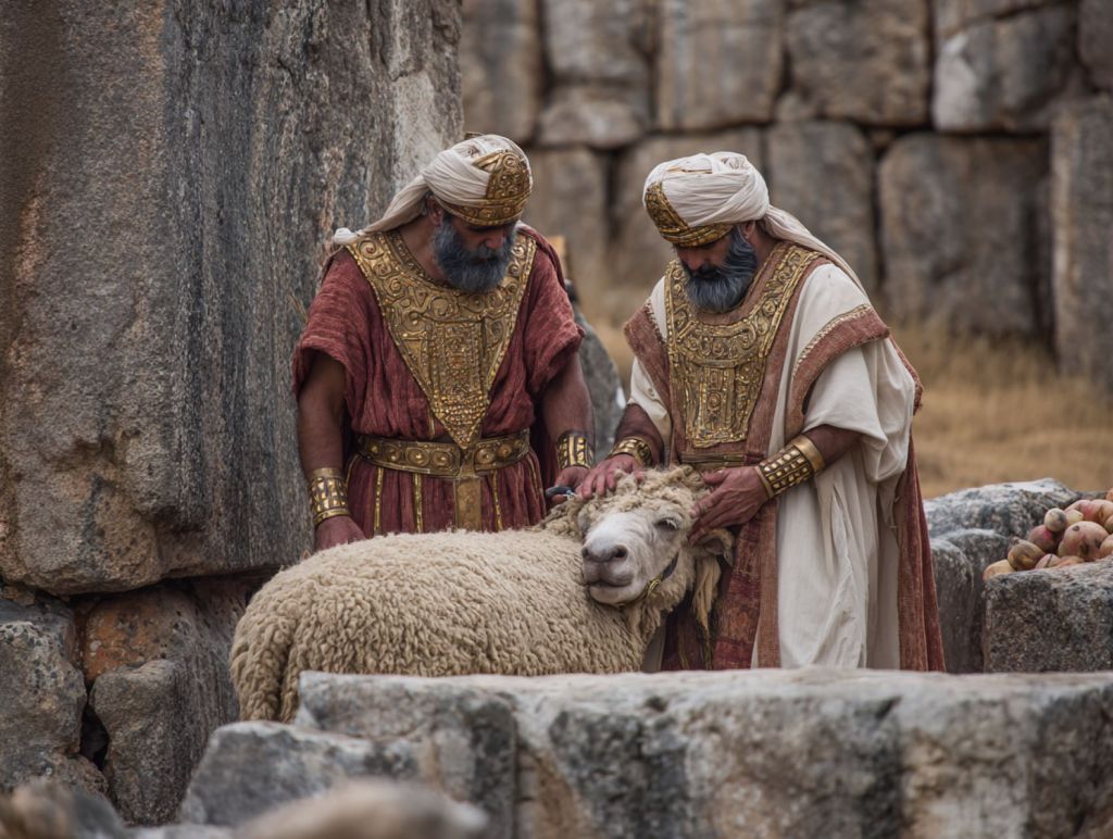 Sacerdotes con oveja