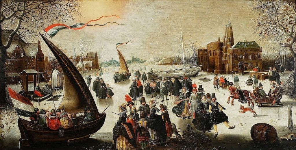 Paisaje con patinadores